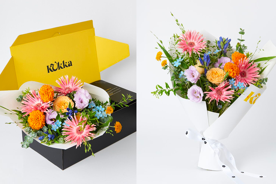 華やかな韓國の花束。季節の新鮮な花を使った手作りのギフトで、大切な人への心の贈り物として最適です。