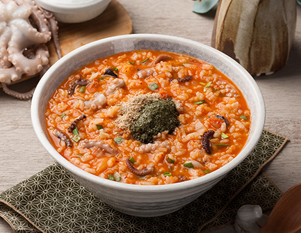 韓国のタコキムチ粥、ピリ辛美味しい韓国料理