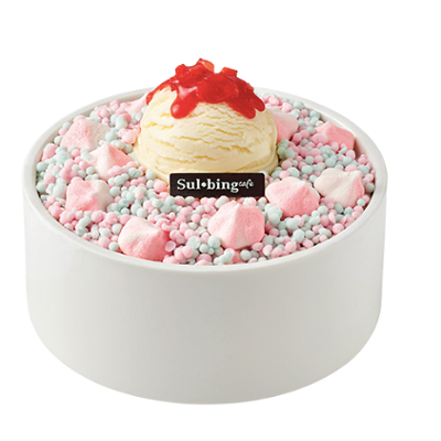 カラフルなスウィートキャンディービーズで楽しむソルビンアイスクリームデザート