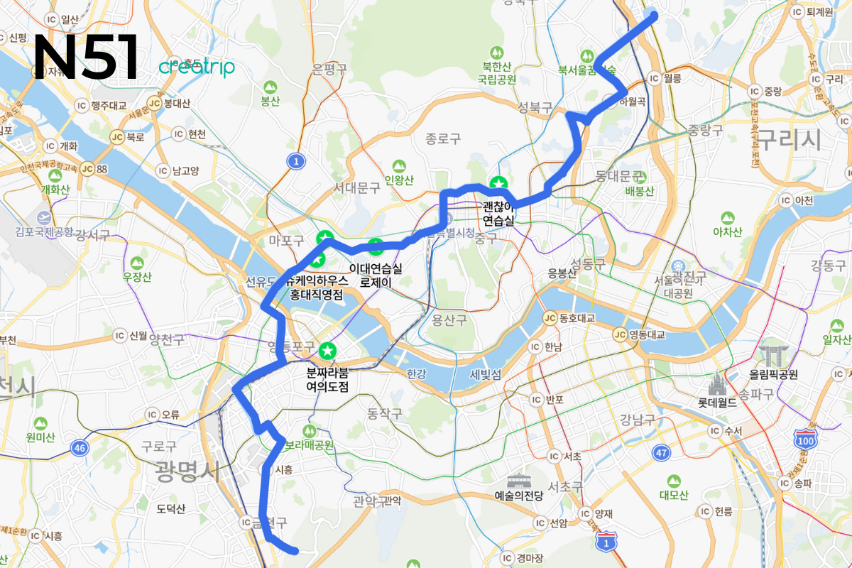 Thông tin cơ bản xe buýt ban đêm Seoul, Xe buýt đêm N51