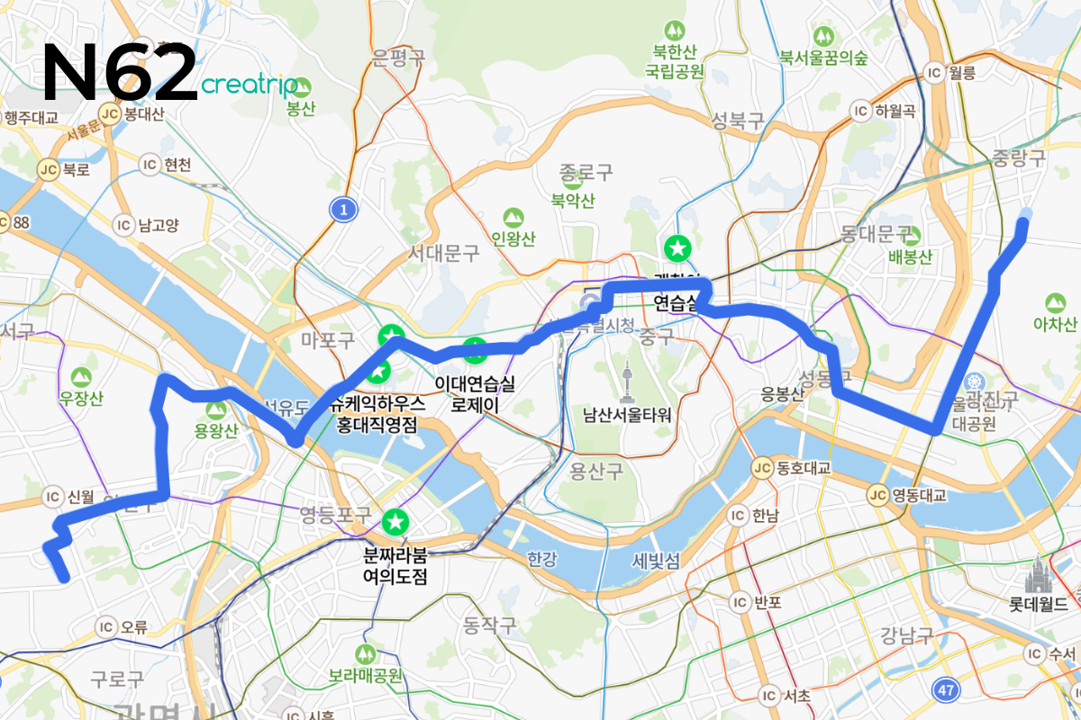 Thông tin cơ bản xe buýt ban đêm Seoul, Xe buýt đêm N62