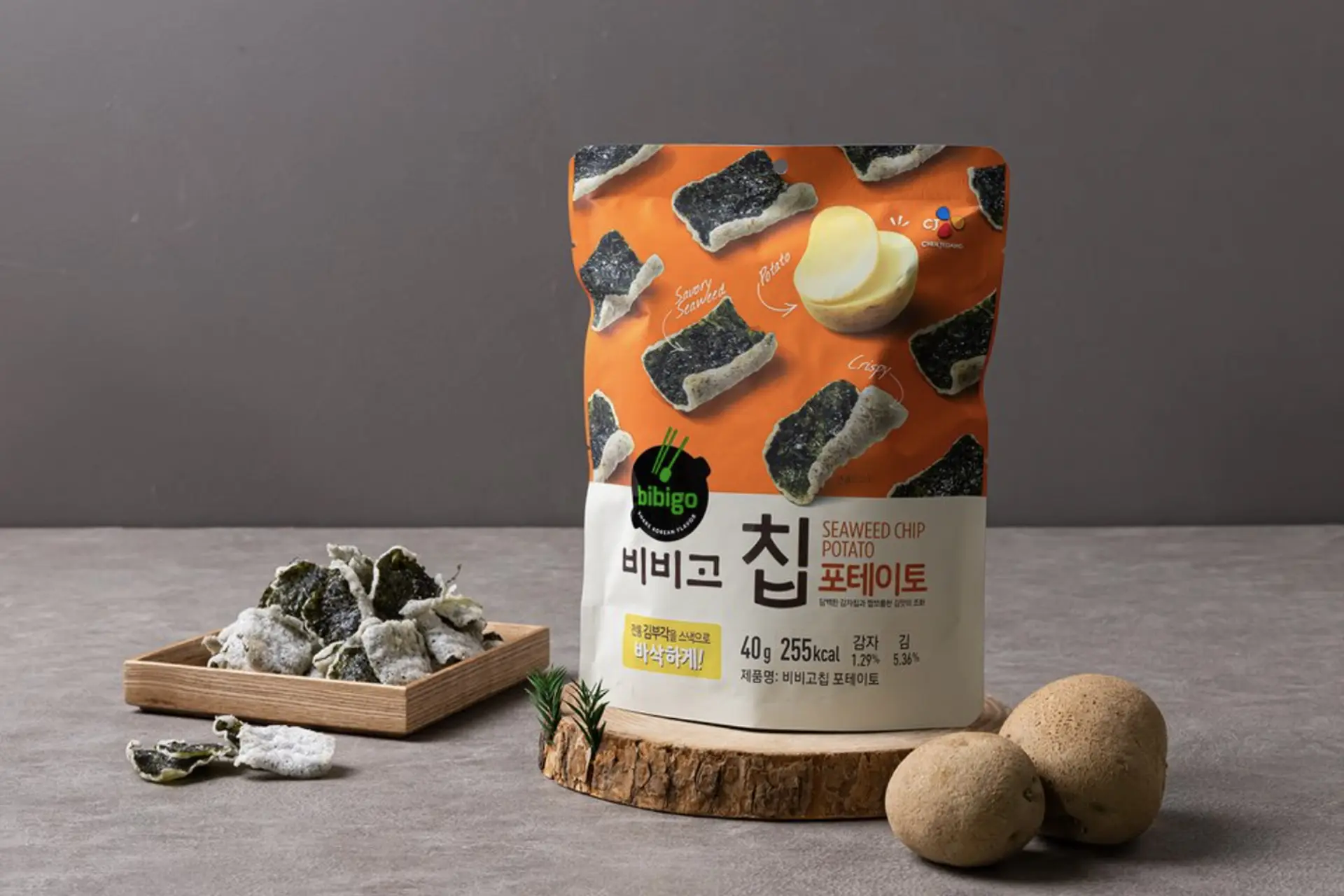 Bibigo สาหร่ายทอดกรอบขนาด 40 กรัม รสชาติอร่อยสุดฮิตของเกาหลีและมันฝรั่ง