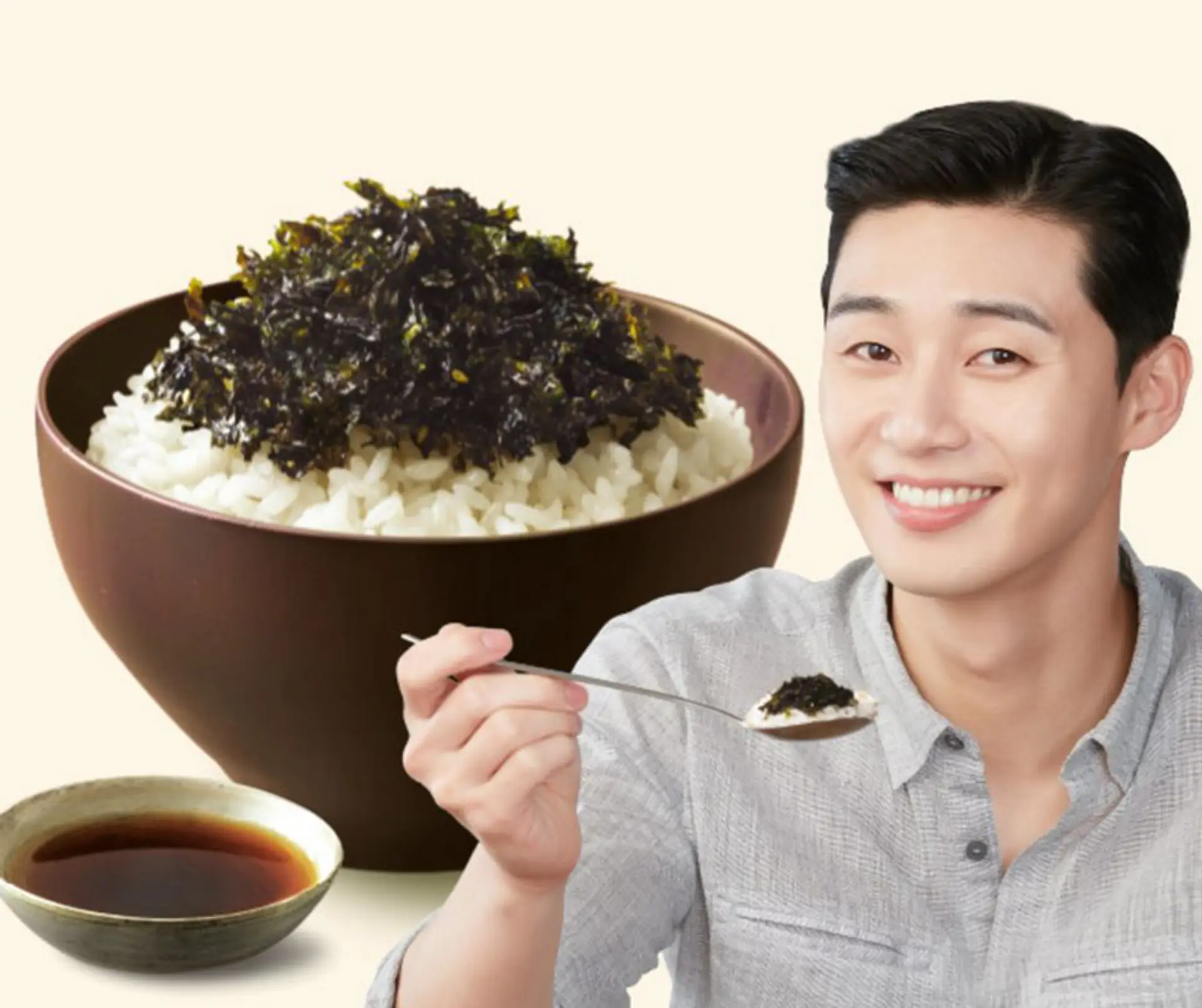 Bibigo สาหร่ายโรยข้าว รสคันจัง ขนาด 50 กรัม พร้อมข้าวสวยและเครื่องปรุงซอสถั่วเหลือง