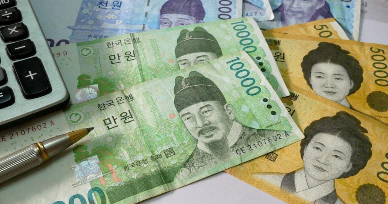 Южная корея вона к рублю на сегодня. Южнокорейский вон. Корейские деньги. Южнокорейские купюры. Деньги Южной Кореи.