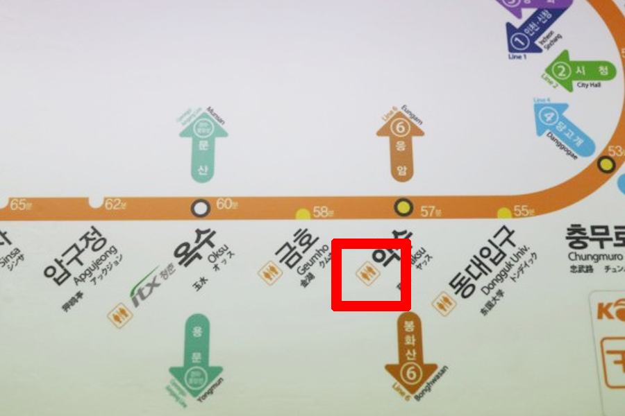 韓國地鐵廁所標示及使用教學，確認標示後可知廁所位置