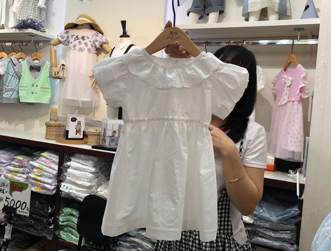 AIDA公主風韓國童裝,白色公主連身裙,完美的港台配送選擇。「南大門市場童裝」