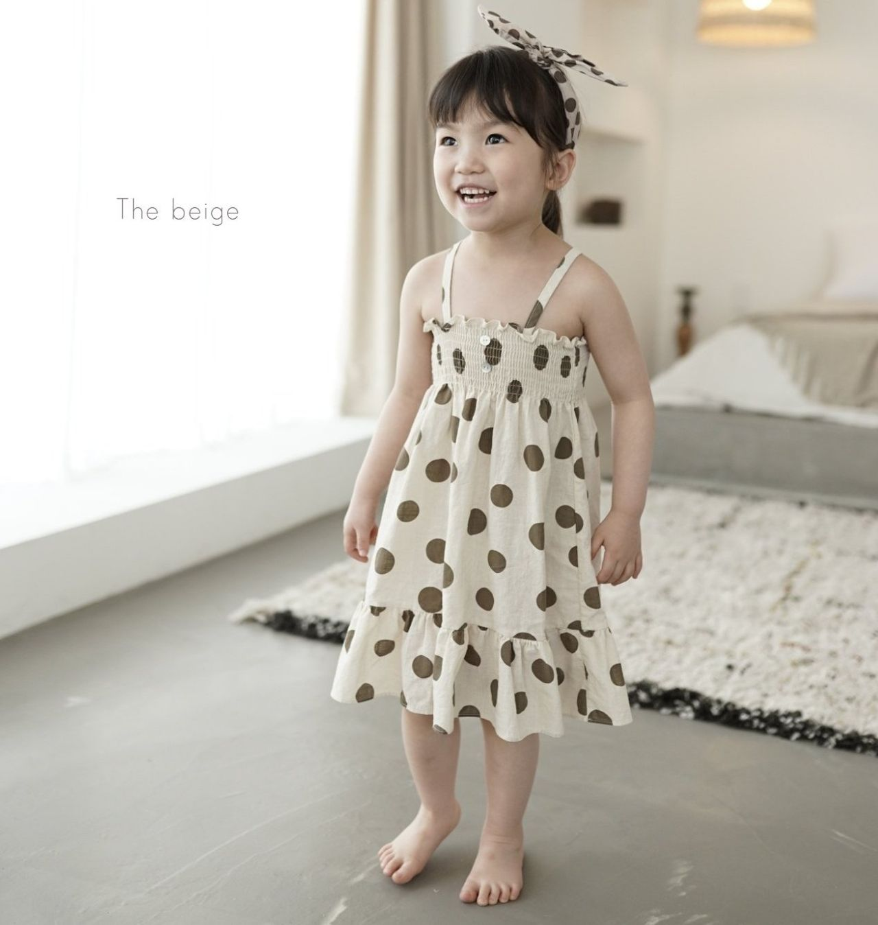 The Beige海灘波點風,波點連身裙,不含頭飾,韓國南大門市場港台配送。「南大門市場童裝」