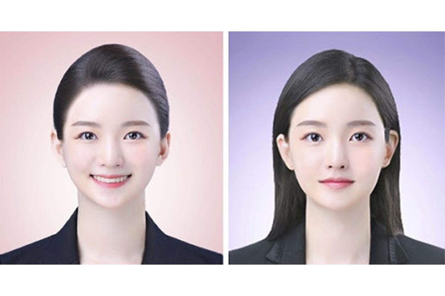 可能是求職用的證件照片，反映韓國職場對外貌的要求。
