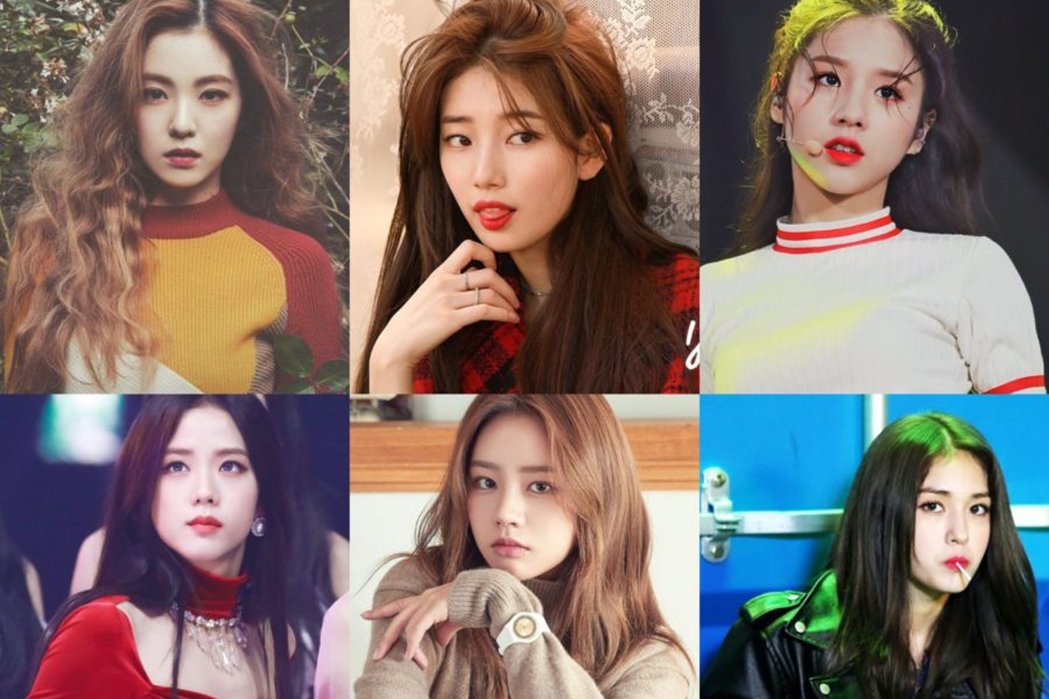 各種韓國年輕女性穿著顯示時尚風格和外貌標準的形象。