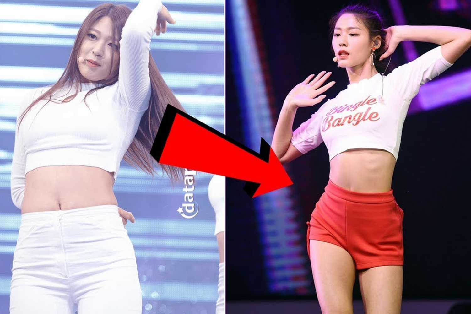 強調細腰和完美曲線的舞台表演，反映韓國偶像的形象壓力。