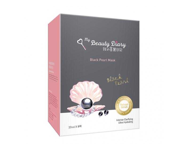 黑珍珠面膜包裝，強力保濕，深受韓國遊客喜愛的面膜產品。