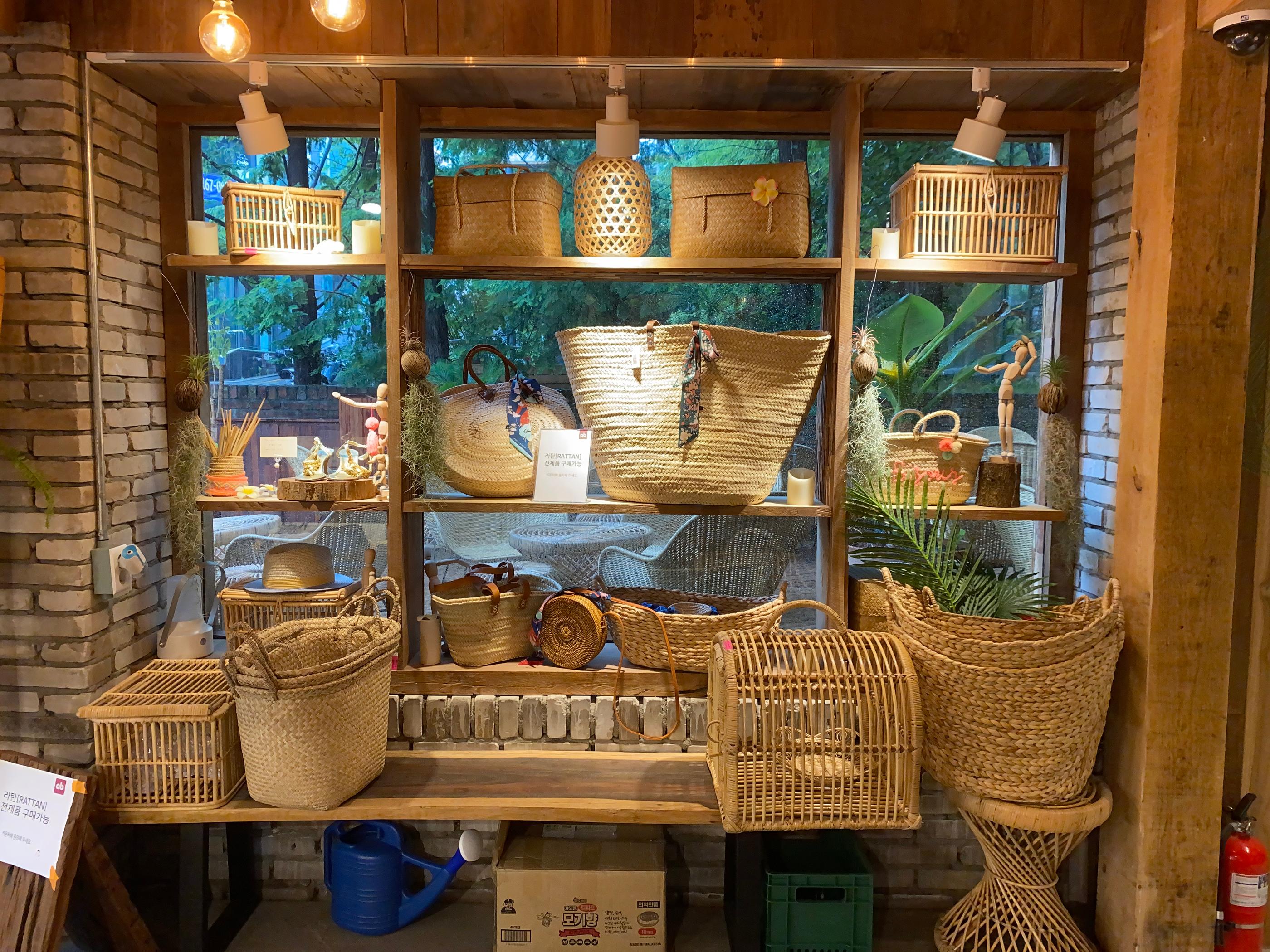 A Hideaway Bali-Themed Cafe In The Middle Of Gangnam | ab cafe, rattan, furniture, rattan basket, bag, tiramisu, lemon pound cake, gangnam cafe, sinnonhyeon