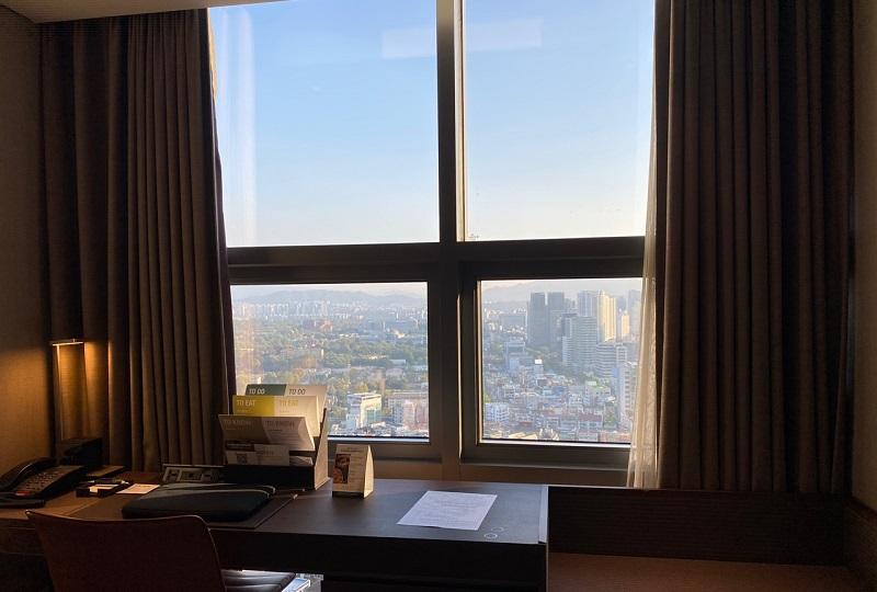 korea, seoul station hotel, window view