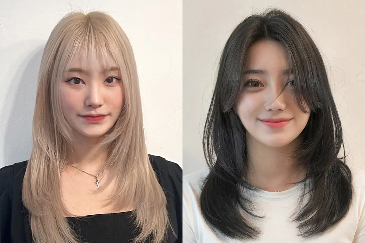 BLOOM 9 Hair髮型範例,展示兩種髮色的對比,金色和自然黑色。