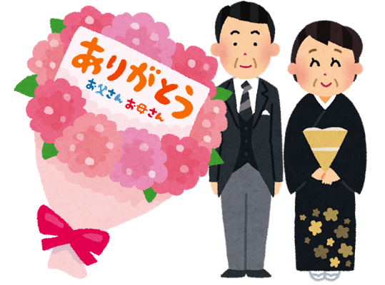 父の日、母の日、結婚記念日、おめでとう