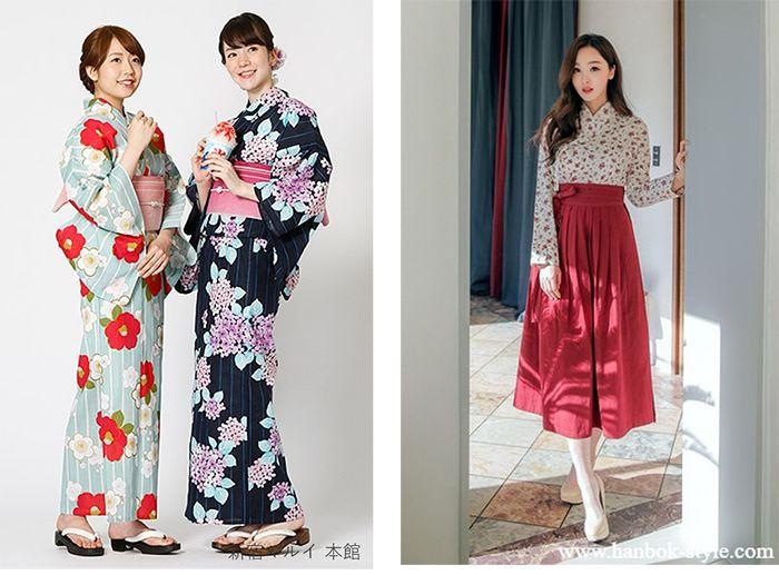 Comparison of a yukata and daily hanbok for modern fashion fusion