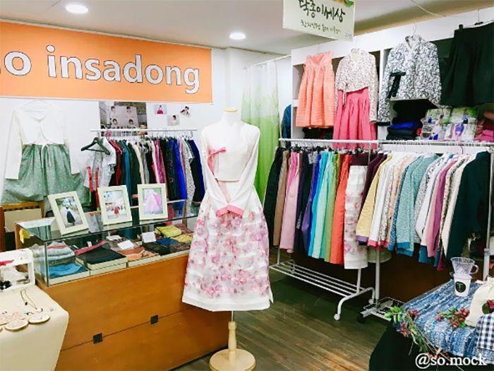 Hanbok store featuring modern casual styles blended with traditional elements