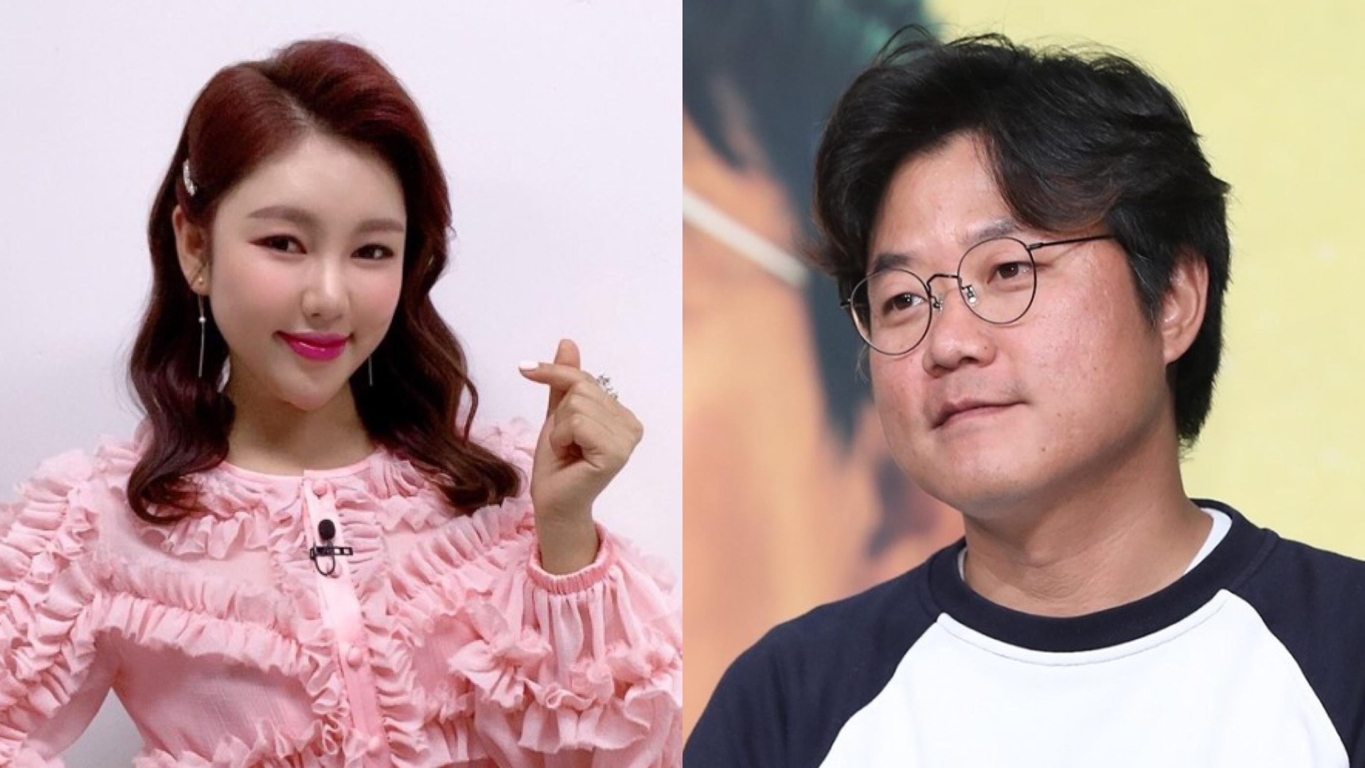 韓國明星在公開活動或採訪中的形象展示，背景為媒體拍攝場地。」