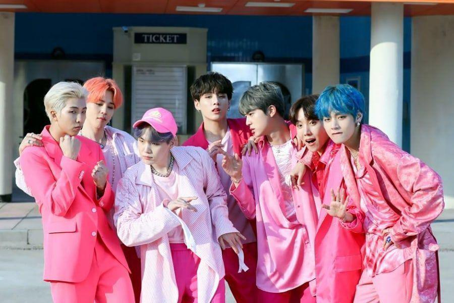 k-pop group BTS in music video for boy with luv