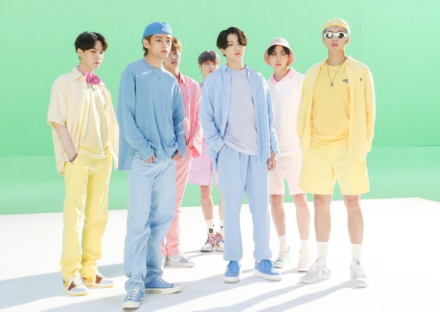Kpop group BTS in music video for dynamite