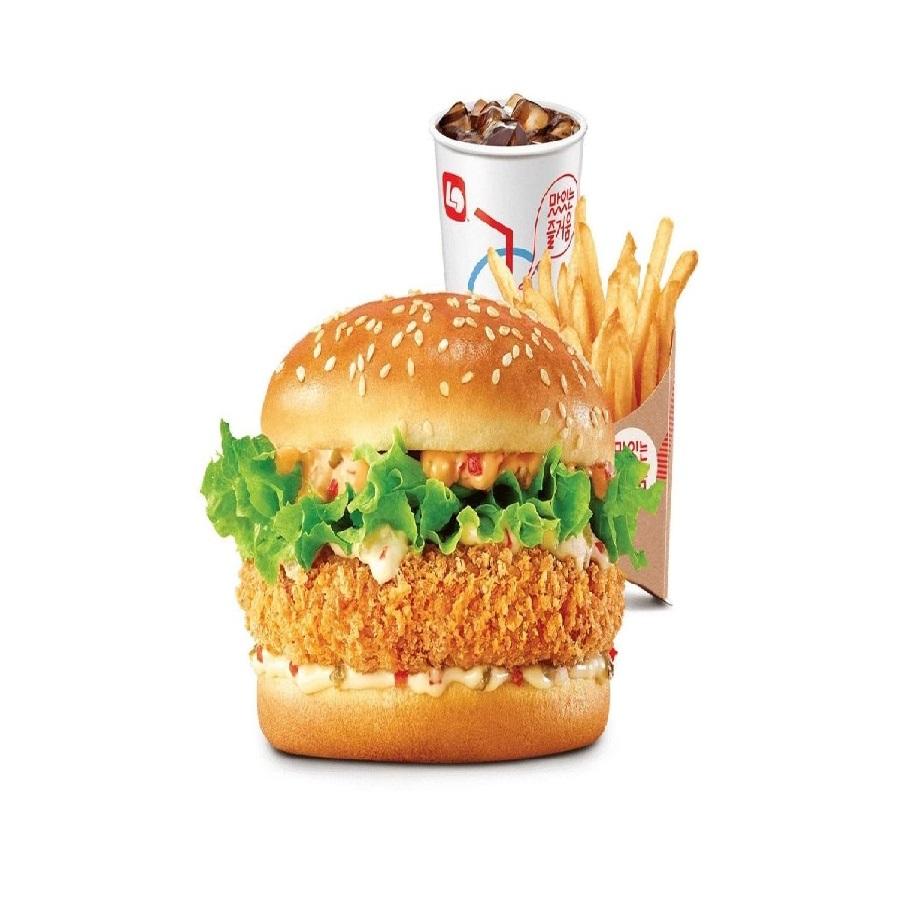 ロッテリア シュリンプバーガーセット - 海老のぷりぷり食感が楽しめるシーフードバーガーセット。