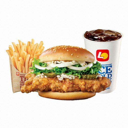 ロッテリア T-Rexバーガーセット - 大きなチキンのもも肉を使用したボリューム満点のバーガーセット。