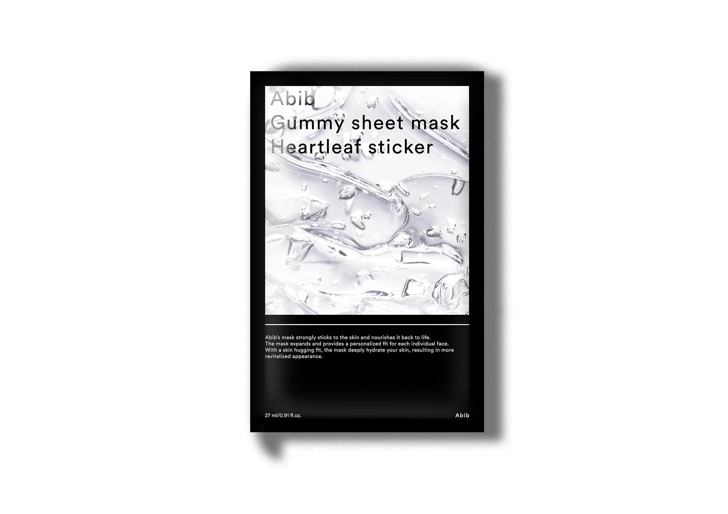 アビブ グミシートマスク ハートリーフステッカー。吸い付くようなフィット感で肌をしっかり保湿する人気のフェイスマスク。