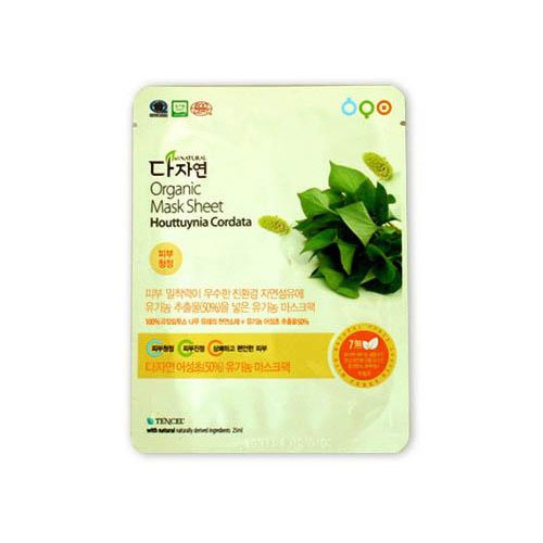 オールナチュラル ドクダミマスクパック。肌を鎮静し、毛穴を整える効果が期待される韓国製オーガニックシートマスク。