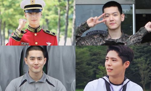 kpop idols military, taemin, baekhyun, suho, park bogum