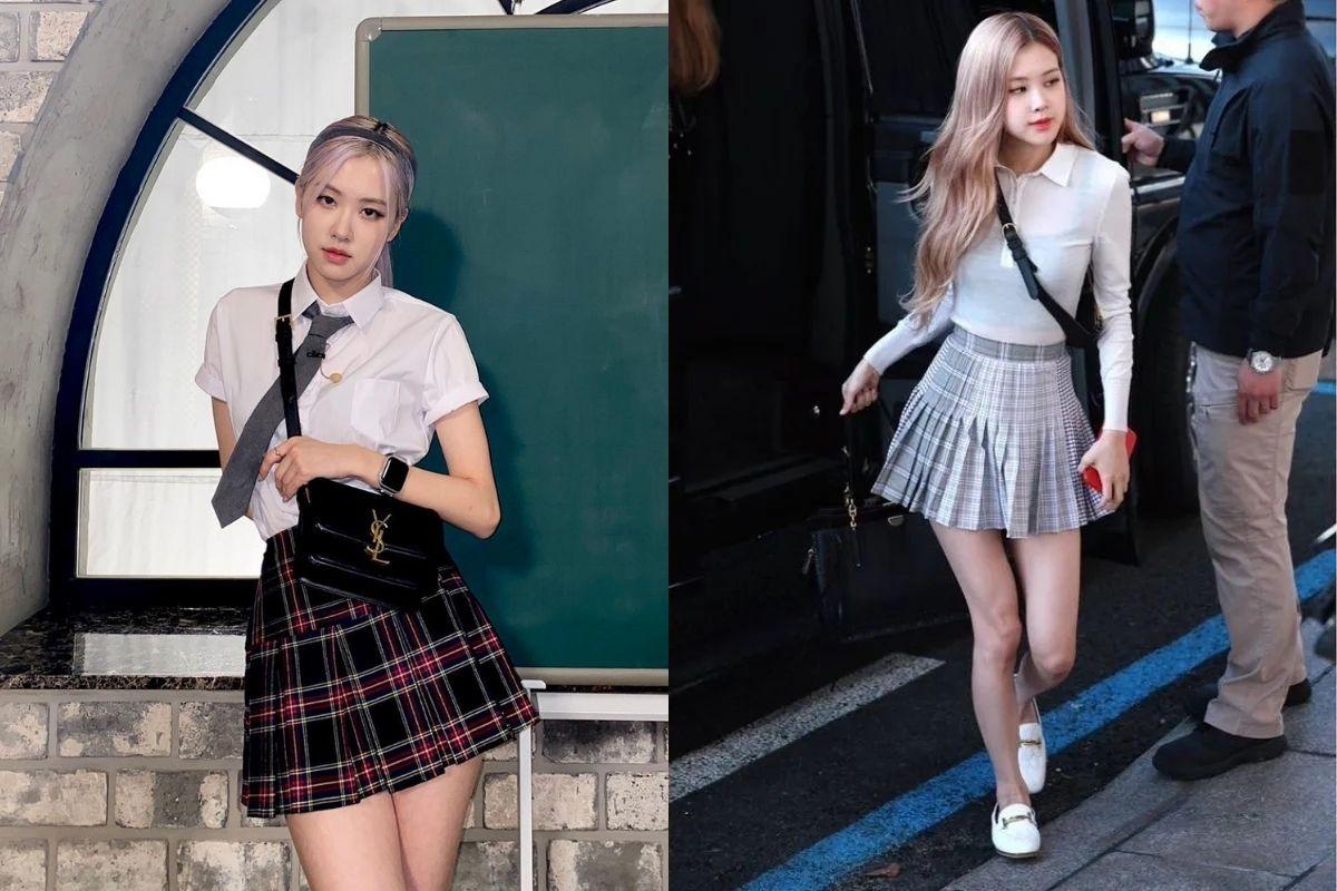 Váy xếp li kẻ caro ngắn blackpink rose