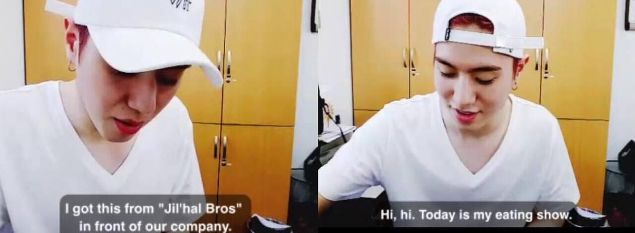 GOT7成員在V Live中介紹從Jil'Hal Bros購買的便當，韓國知名餐廳。