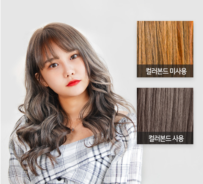 Hình ảnh tóc được nhuộm sau khi sử dụng dầu gội tím tạo hiệu ứng xám bạc.