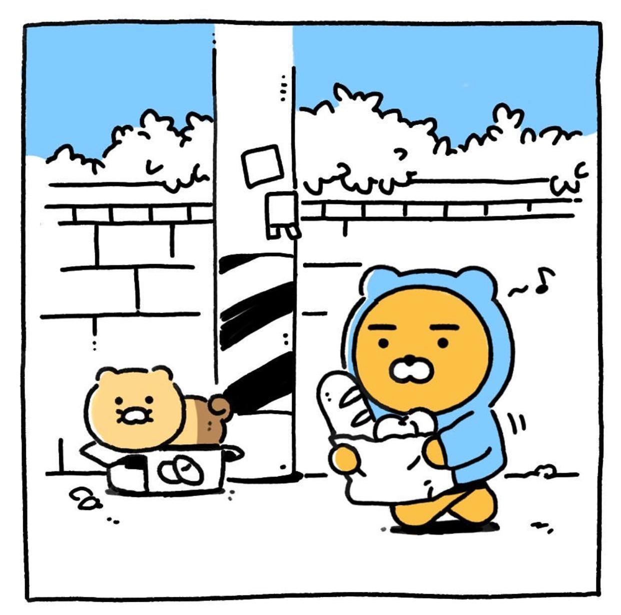 香港。萊恩返屋企時，紙箱裡嘅貓再次出現，萊恩帶住一袋早餐。