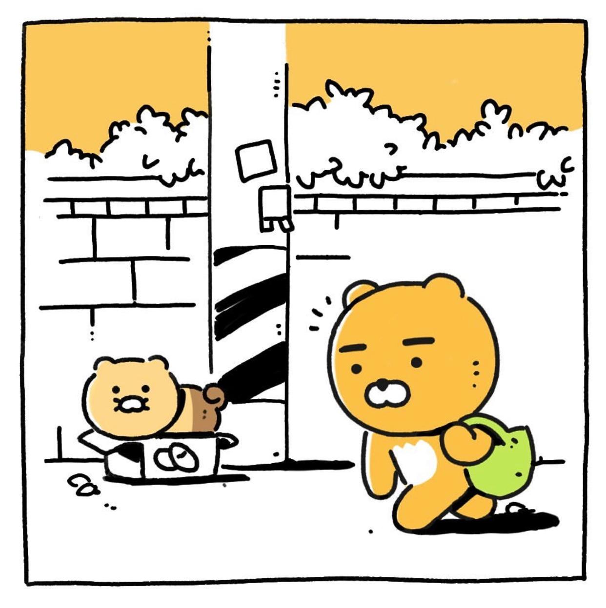 香港。萊恩回家途中，貓仍在紙箱內等候。