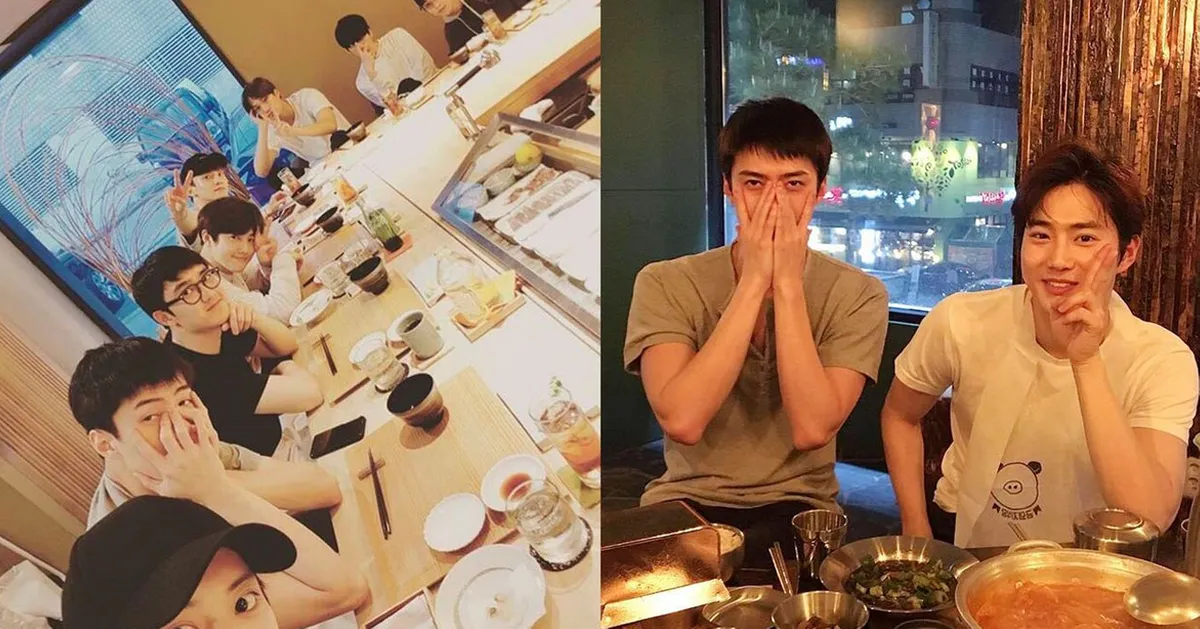 EXO成員們在知名餐廳用餐的快照，團聚享受美食時刻。