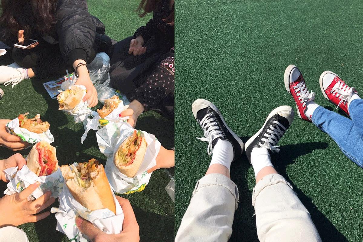 skipping class and ordering food