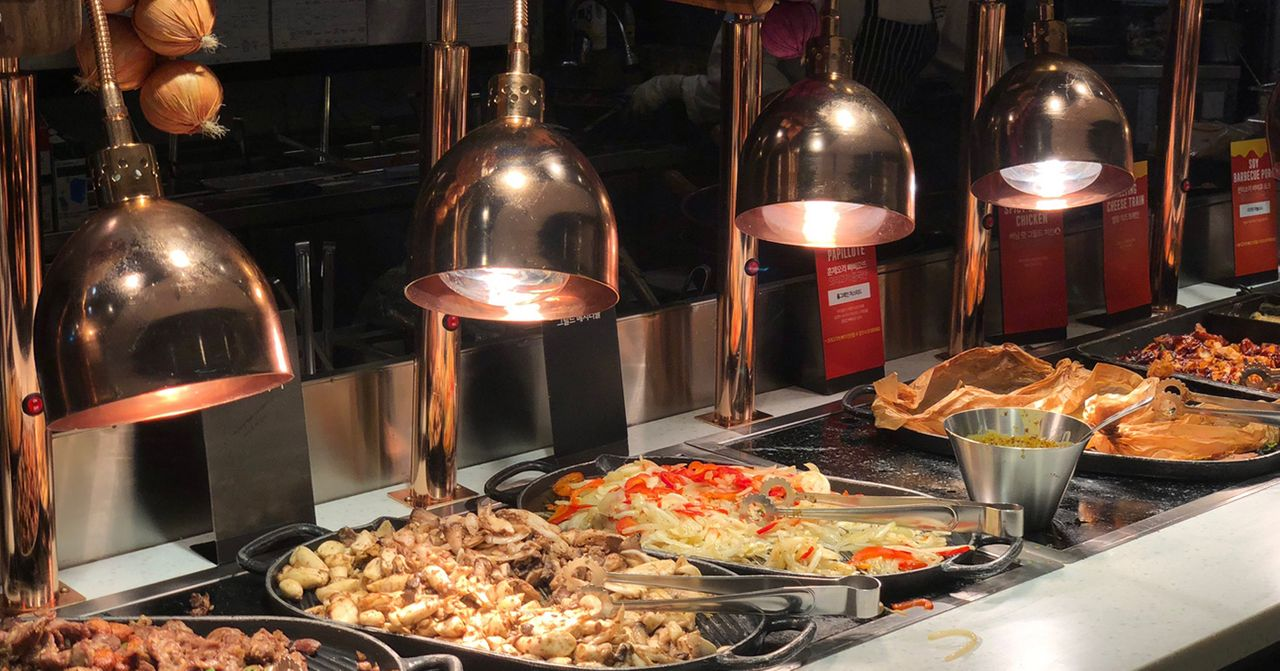 ashley buffet in korea, dishes on display