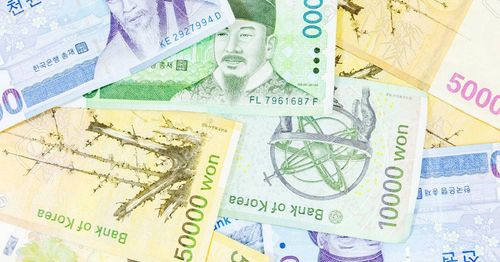 korean money & currency: bills of different denominations