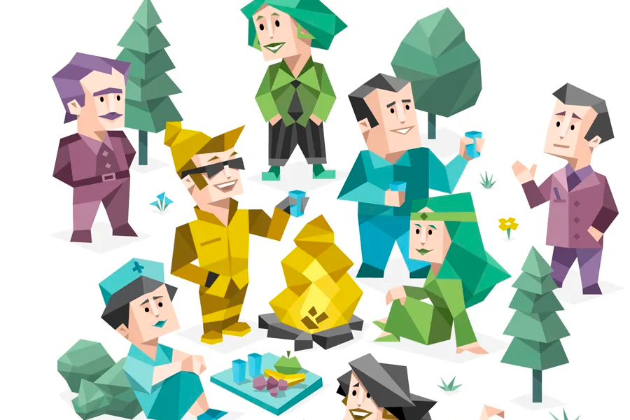 MBTI性格類型圖示，展現各種不同的人物代表不同的性格全貌。