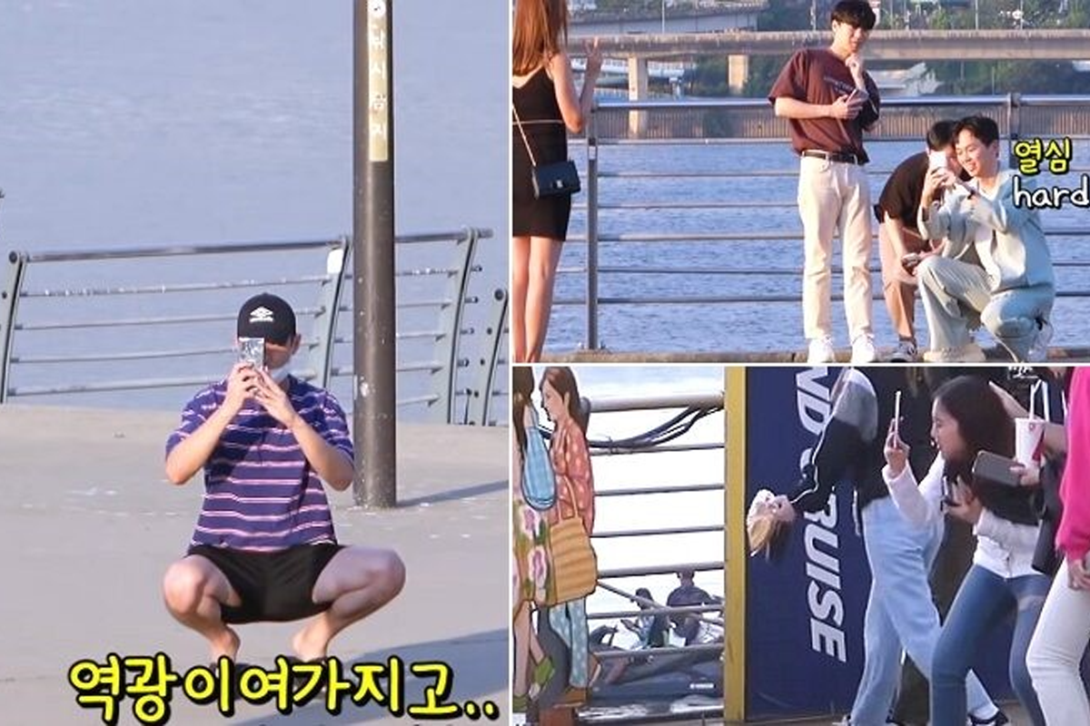 觀光客在韓國江邊拍照，享受當地風景的愉快時光