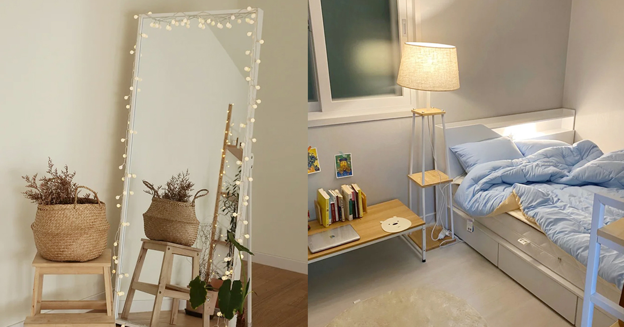 韓式風格擺設，裝潢清新簡約的現代卧室設計。