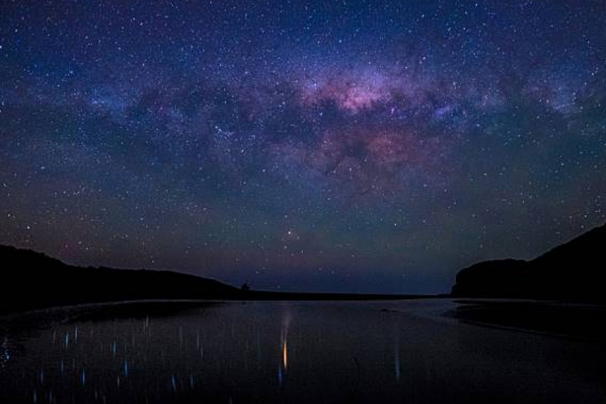 夜空中的星星，韓國露營中的自然風光和星星觀賞。