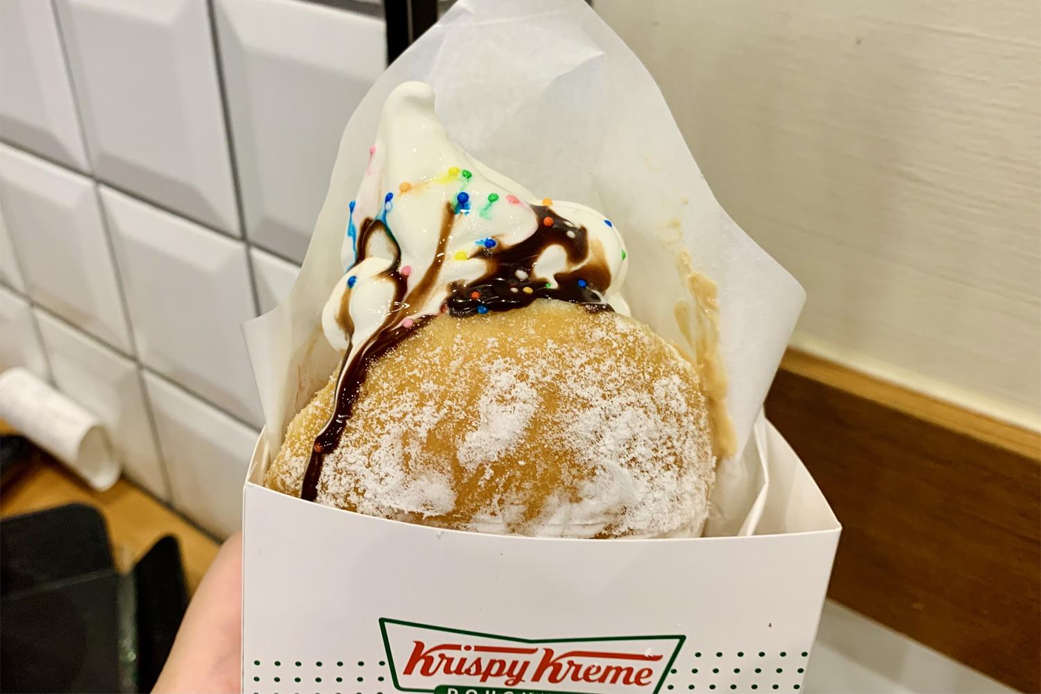 doughnuts krispy kreme icecream inside donut hàn quốc strawberry filled dâu