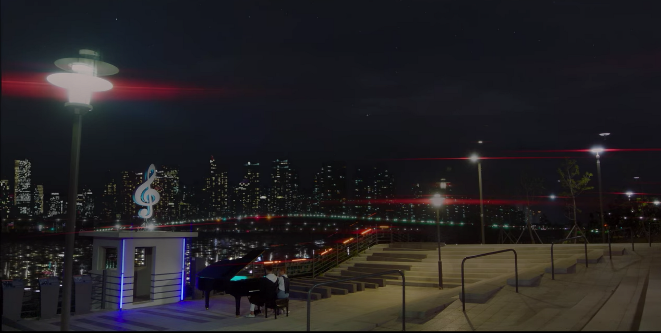 nightscape of baegot hanul park, siheung, a scene from korean drama record of youth