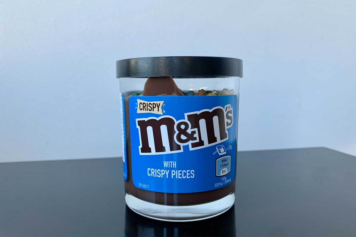 M&M's 巧克力醬的玻璃罐包裝