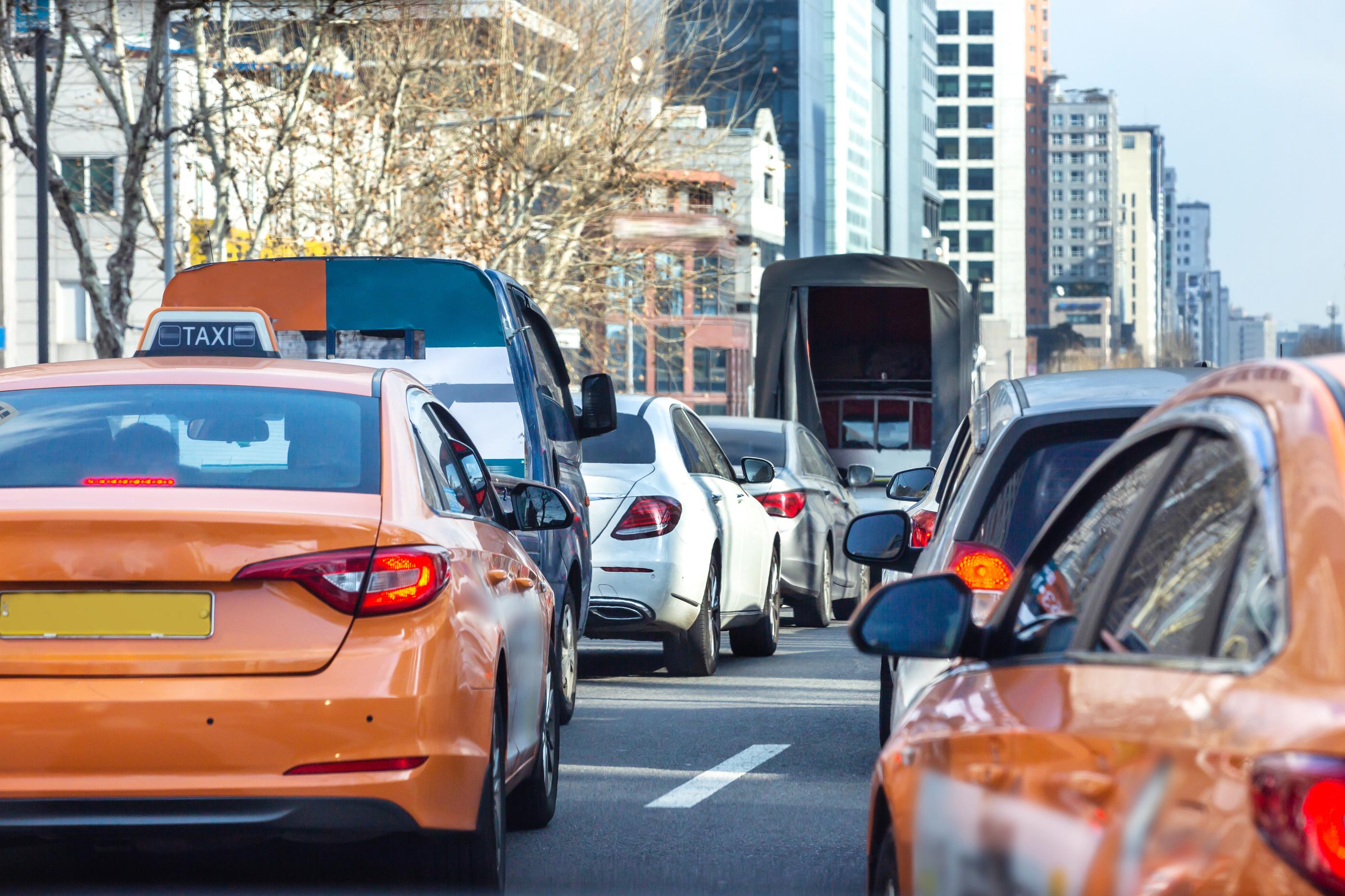 South Korean orange taxi cars