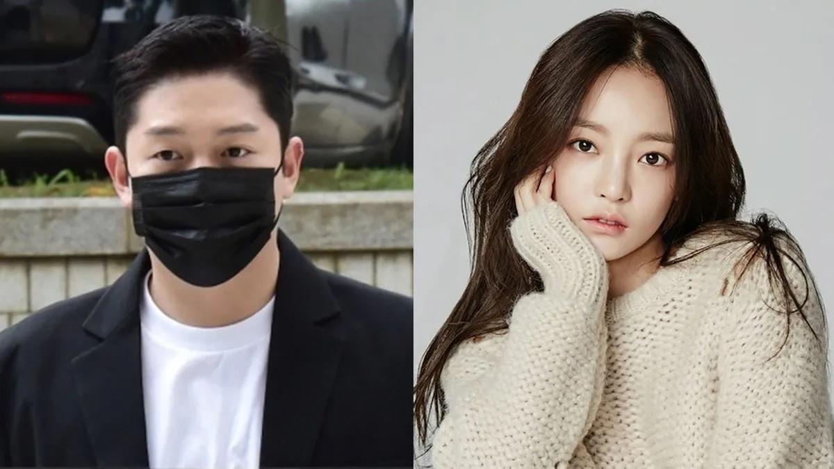 ภาพหน้าปกข่าวเกี่ยวกับคำพิพากษาแฟนเก่าคู ฮาราในข้อหาต่างๆ พร้อมคำบรรยายเกี่ยวกับการตัดสินโทษจำคุก 1 ปี แสดงให้เห็นบรรยากาศศาลและ ข้อความคำพิพากษาที่เด่นชัดบนภาพ