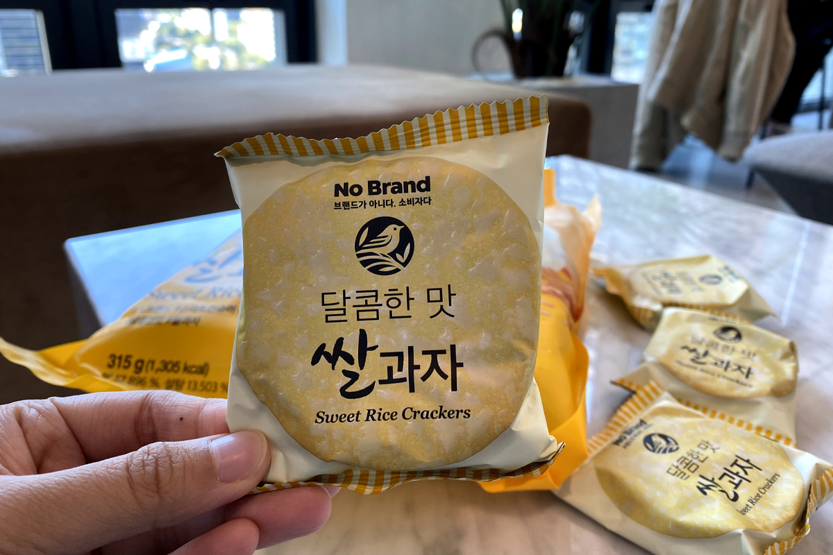the packaging of cute rice crackers you can find at emart korea