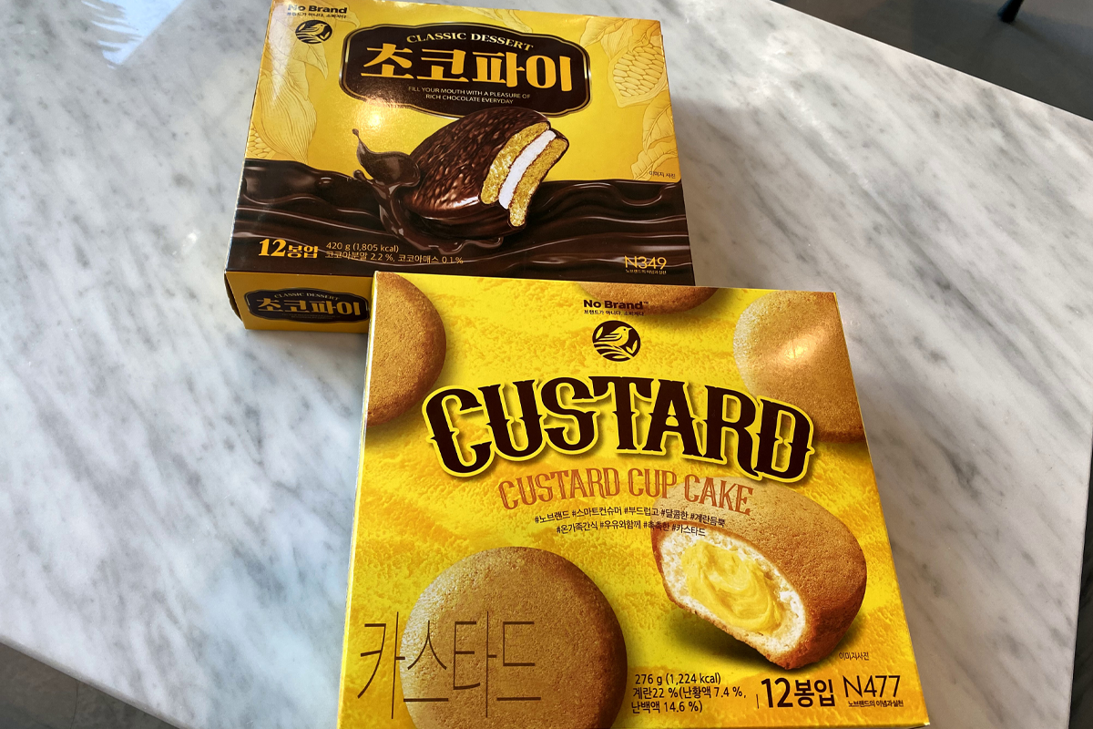 choco pie and custard cream pies - emart no brand dupes you need to try in korea