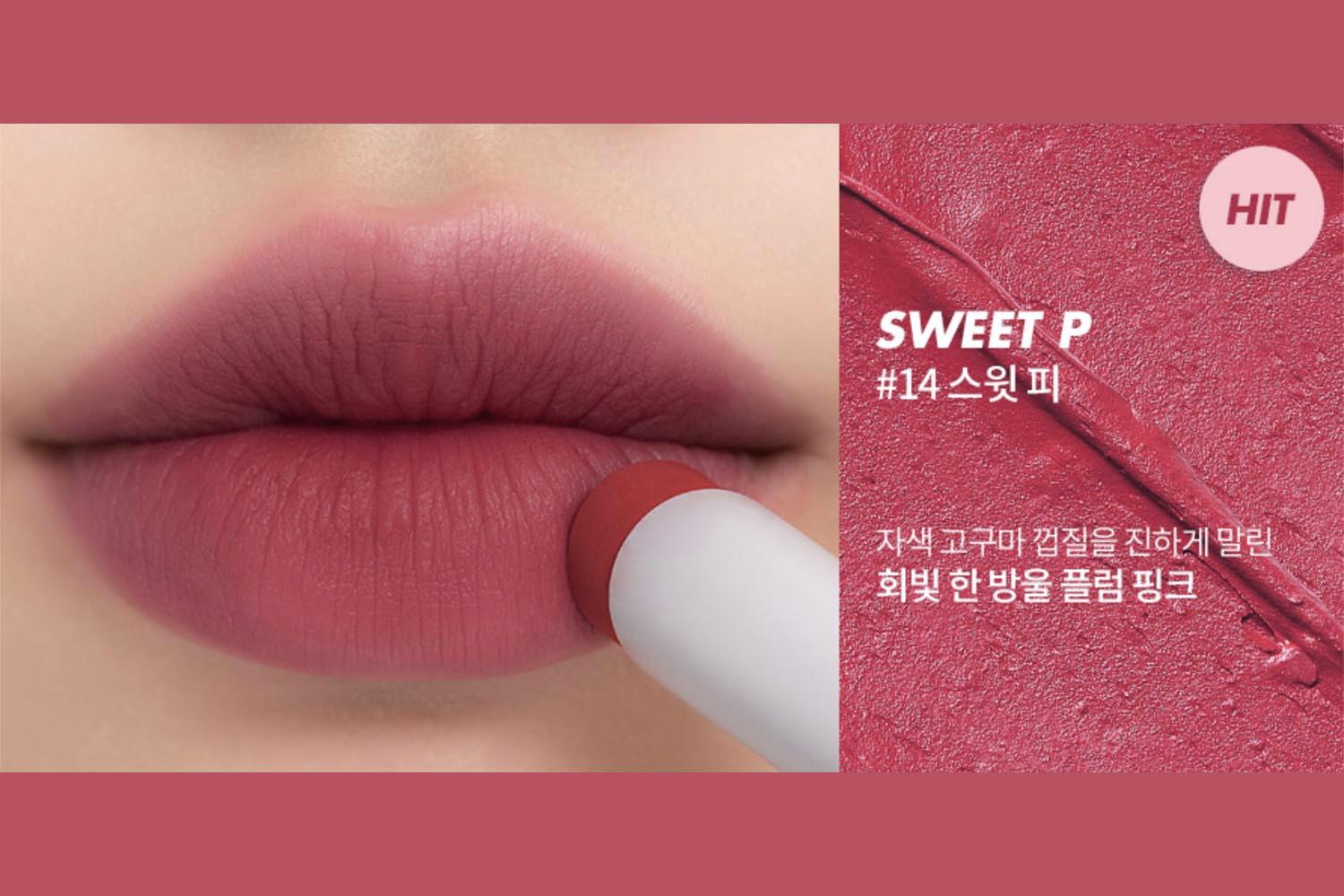 Rom&nd Zero Matte Lipstick #14 Sweet P - màu hồng MLBB lý tưởng cho làn da lạnh, dễ sử dụng hàng ngày.